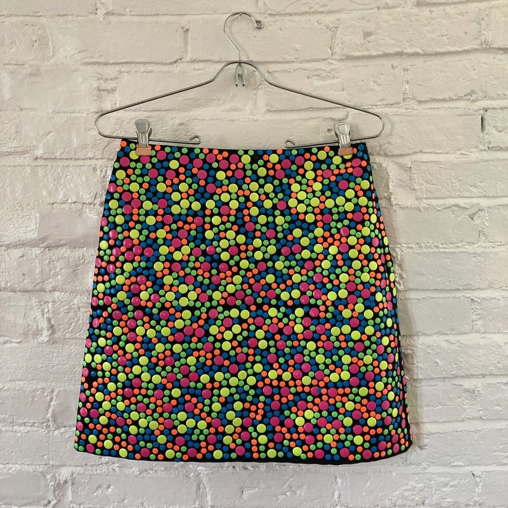 NWT JEREMY SCOTT Neon Polka Dot Mini Skirt - Picture 2 of 6
